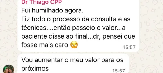 Paciente achou que seria mais caro, vai aumentar o valor